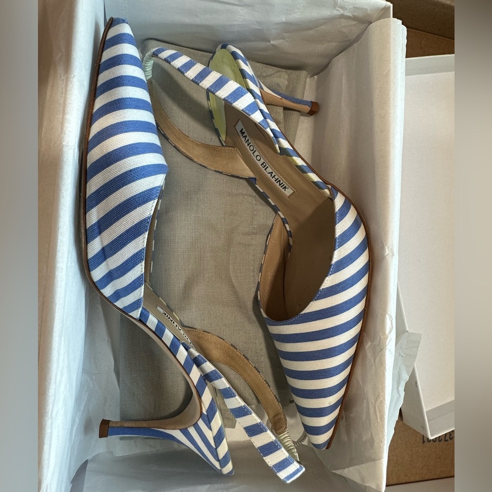 Manolo Blahnik Carolyne kitten heel pump.